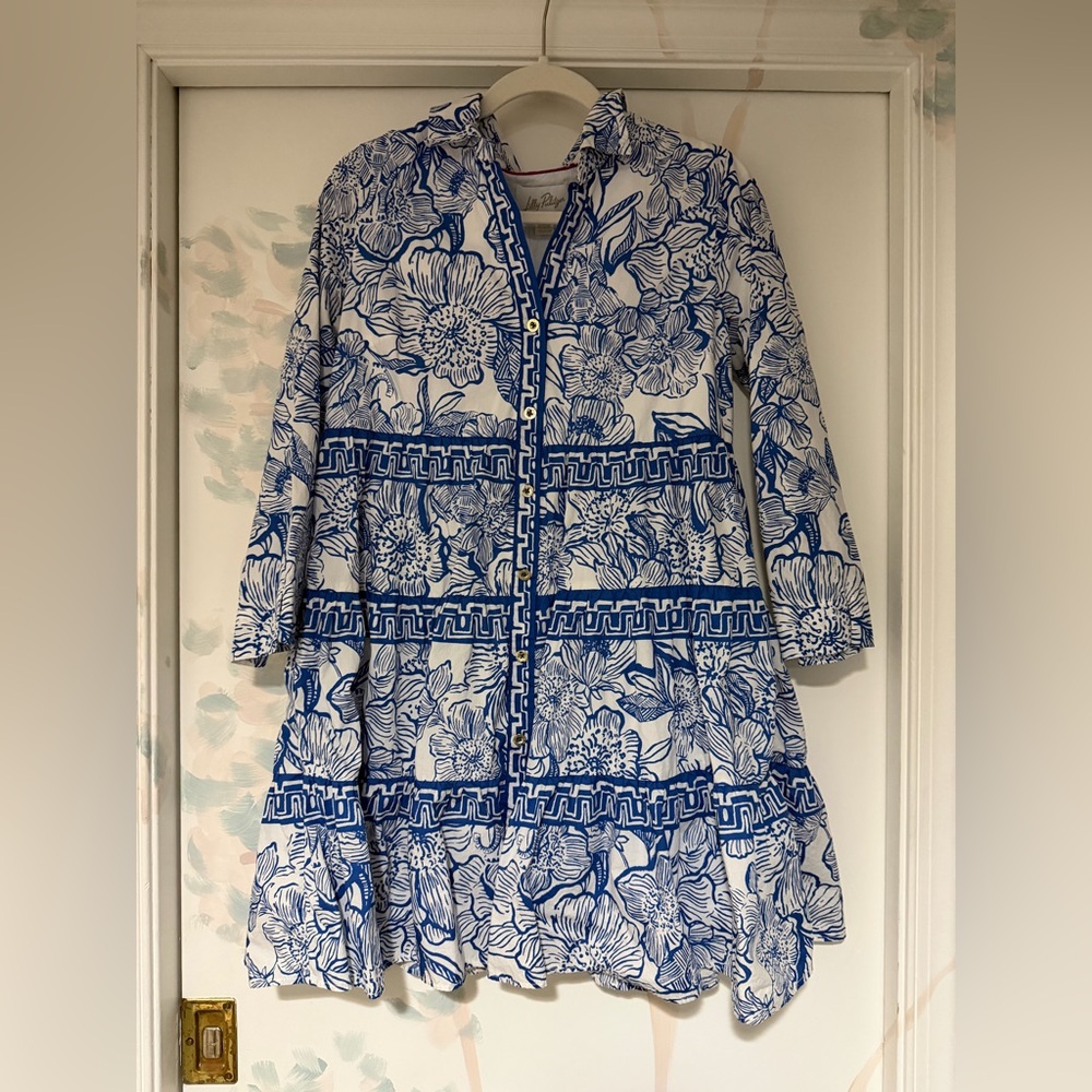 Lilly Pulitzer Blue and White Floral Dress
